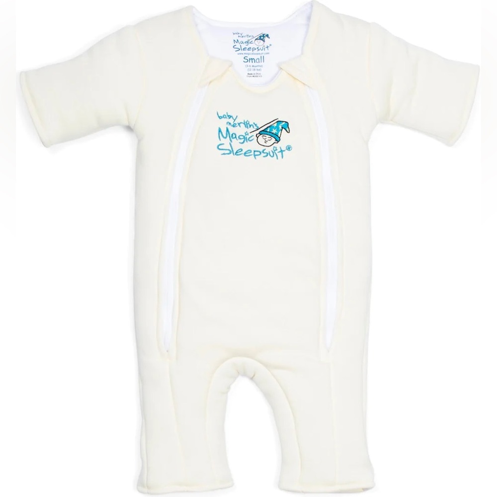 BABY MERLIN'S MAGIC SLEEPSUIT CREAM COTTON, size small 3-6m